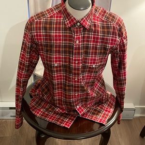 Tom Ford Men’s Red Plaid Long Sleeve Shirt Size 44